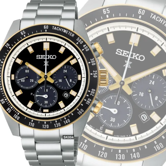 【SEIKO 精工】PROSPEX系列太陽能計時腕錶41.4㎜黑金色熊貓款 SK004(SSC941P1/V192-0AH0G)