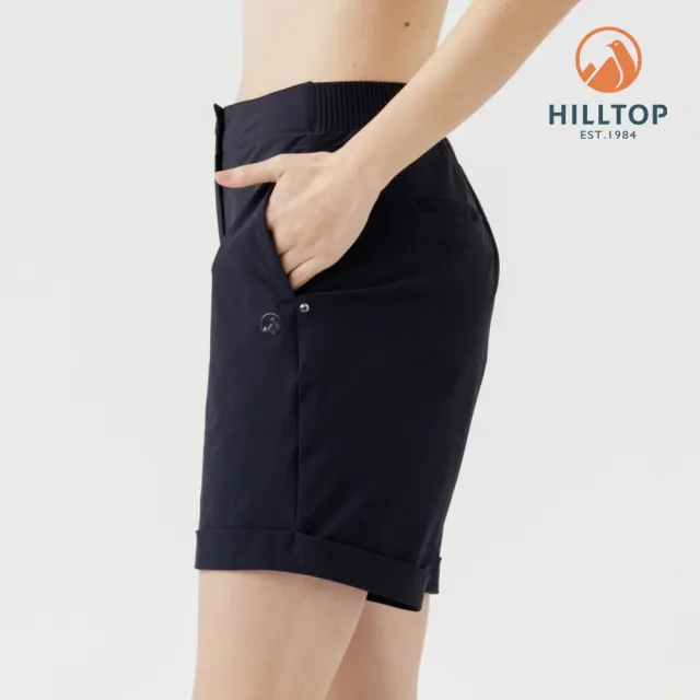 【Hilltop 山頂鳥】超潑水抗UV施華洛世奇水鑽撞釘彈性短褲 女款 黑｜PS09XF77ECA0