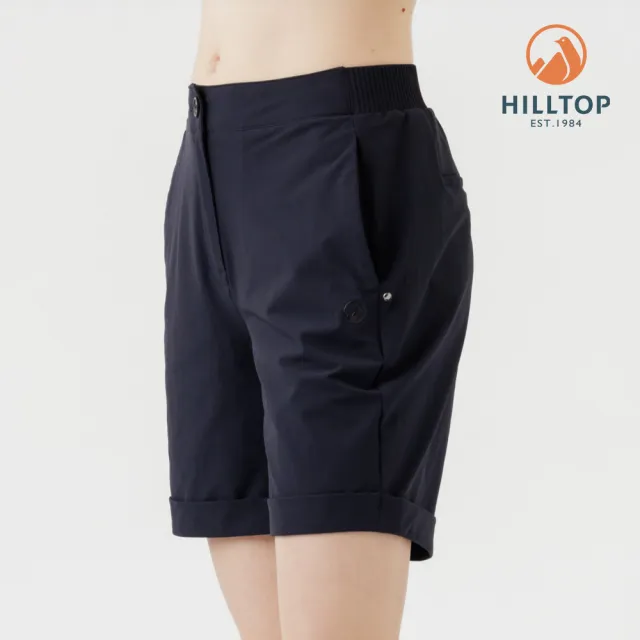 【Hilltop 山頂鳥】超潑水抗UV施華洛世奇水鑽撞釘彈性短褲 女款 黑｜PS09XF77ECA0