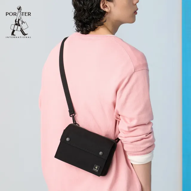 【PORTER INTERNATIONAL】機能輕靚MID斜肩包-M(黑)
