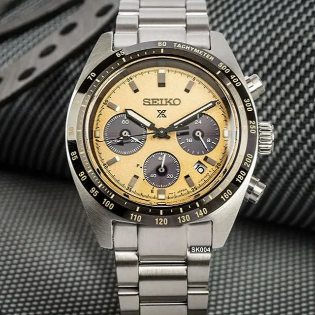 【SEIKO 精工】廣告款 PROSPEX系列太陽能計時腕錶39㎜黃色熊貓款 SK004(SSC817P1/V192-0AF0Y)