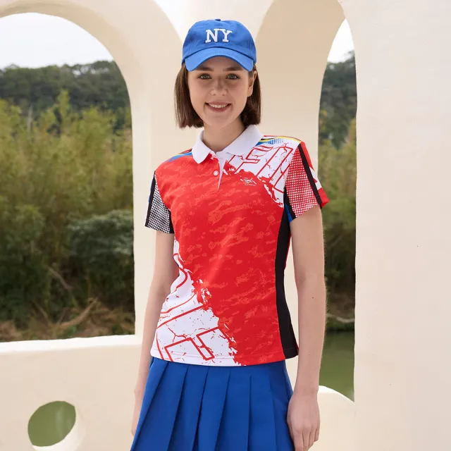 【LEIDOOE】迷彩LOGO紋女短袖POLO衫(96259)