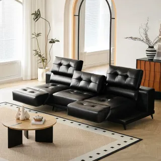 【IDEA】As經典多變功能型皮革三人沙發/貴妃沙發/皮沙發/沙發床(加長295CM)