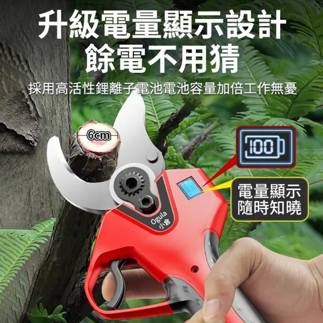 【Ogula 小倉】電動剪刀 800W大功率 無刷數顯款（十節一電）贈豪華配件+折疊鋸(高枝剪/修枝剪/果樹剪)