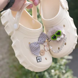 【PONY】多款 毛茸茸少女系 厚底洞洞鞋/雨鞋/拖鞋/防水鞋/泡芙鞋.起司鞋/贈鞋扣(韓系厚底拖鞋/6CM厚底)