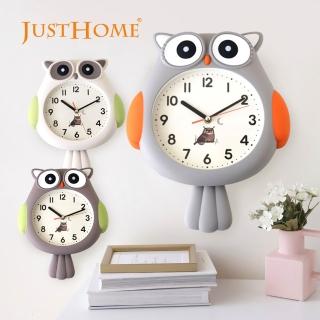 【Just Home】貓頭鷹造型靜音搖擺掛鐘-三色可選(時鐘 鐘 壁鐘 童趣風格設計)