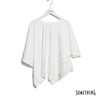 【SOMETHING】女裝 異材質拼接短袖T恤(白色)