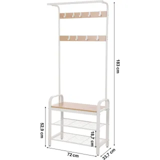 【hoi! 好好生活】VASAGLE 多功能玄關收納衣帽架-典雅白 HSR40W(租屋族/DIY家具)