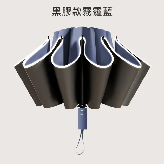 【RainCity】2入組 開車必備自動反向傘 鋁合金玻纖10骨抗暴風 黑膠UPF50+防曬晴雨傘 安全反光條車用折疊傘