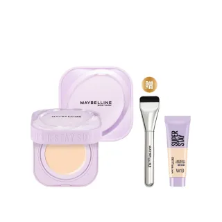 【MAYBELLINE 媚比琳】裸霧光無瑕氣墊水凝粉餅2入組(#小方塊)