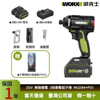 【WORX 威克士】20V  電動起子機 鋰電起子機WU294+F01(無刷起子機  衝擊起子機  扭力起子機  震動起子機)