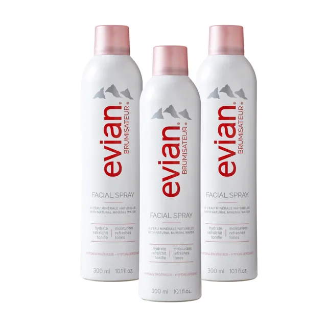 【Evian 依雲】100%法國 阿爾卑斯山天然礦泉噴霧 300ml(3入)