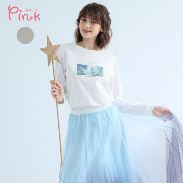 【PINK NEW GIRL】夢幻仙女與小木偶印花長袖上衣 X1306LB(2色)