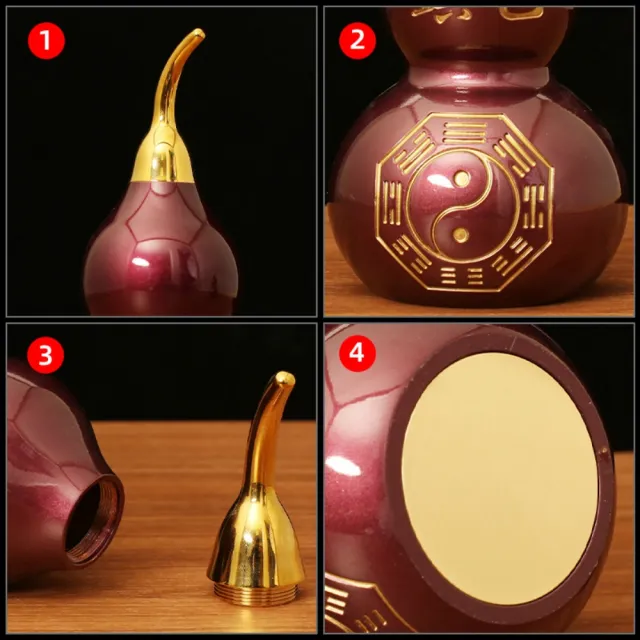 【巨匠】風水擺件 全銅紫金八卦葫蘆 無字款高約16cm 客廳入戶玄關招財平安(風水擺件 全銅紫金八卦葫蘆)