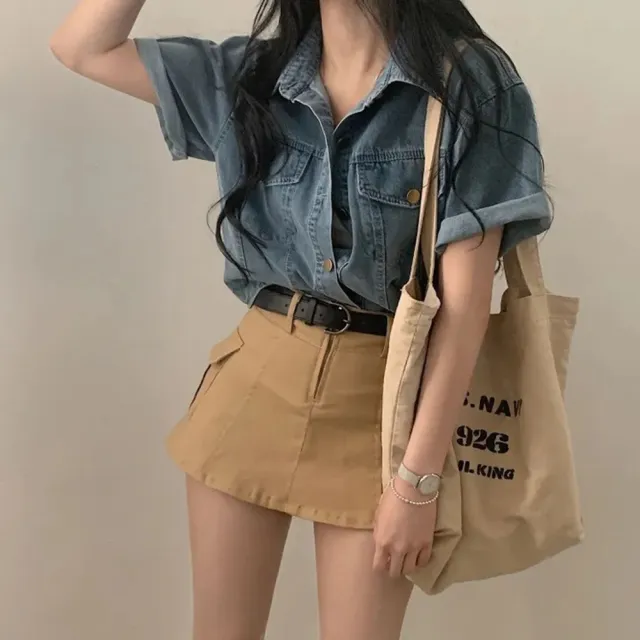 【D.studio】韓版復古寬鬆休閒百搭短袖牛仔外套(上衣女裝衣服薄外套罩衫防曬外套小外套短版外套 J389)
