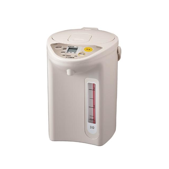 TIGER虎牌 PDR-S30R 熱水瓶，產自日本，容量3~4L，具備四段供水溫控（98℃~70℃），內膽採用防沾塗層，輕巧2.3kg，尺寸21.2×28.0×29.4cm。特殊功能包括自動調整沖泡溫度、檸檬酸清洗、省電定時及節能模式，能源效率第五級，110V/60Hz，消耗功率600~700W，保固1年，BSMI許可R63276。顏色選項：卡吉(CX)或珍珠白(WX)。定期使用檸檬酸清洗可維持內容器清潔，適閤家庭或辦公室使用，提供安全便捷的熱水供應。 