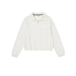 【FILA官方直營】女長袖半門襟T恤-米麻灰(5TEZ-5466-MY)