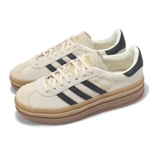 【adidas 愛迪達】休閒鞋 Gazelle Bold W 女鞋 米 黑 復古 麂皮 厚底 增高 愛迪達(JS3892)