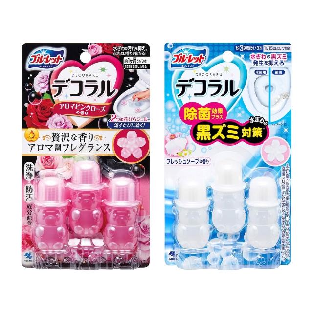 【台隆手創館】日本小林 BLUELET馬桶潔淨香氛花瓣凝膠-7.5g×3瓶(玫瑰香/皂香)