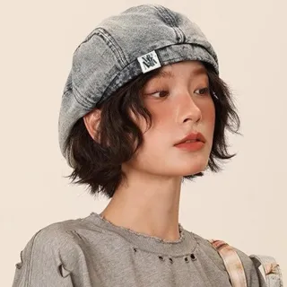 【LEESA】帽子女\水洗做舊\畫家帽\大頭圍\貝雷帽\復古牛仔\前進帽