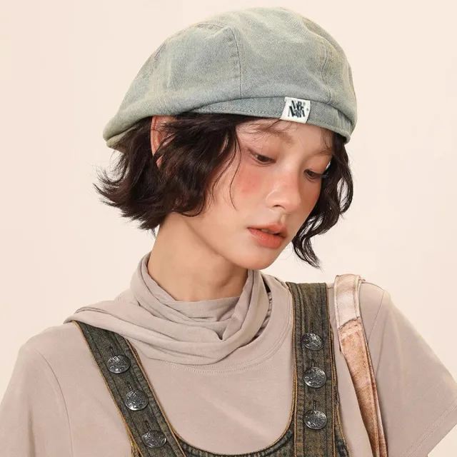 【LEESA】帽子女\水洗做舊\畫家帽\大頭圍\貝雷帽\復古牛仔\前進帽