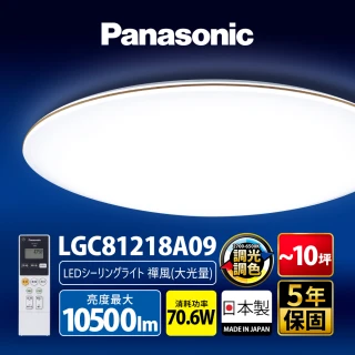 【Panasonic 國際牌】70.6W 禪風LED調光調色遙控吸頂燈(LGC81218A09日本製)