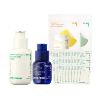 【INNISFREE】綠茶+A醇PDRN 毛孔緊緻水潤光組(補水神器+毛孔緊緻精華)