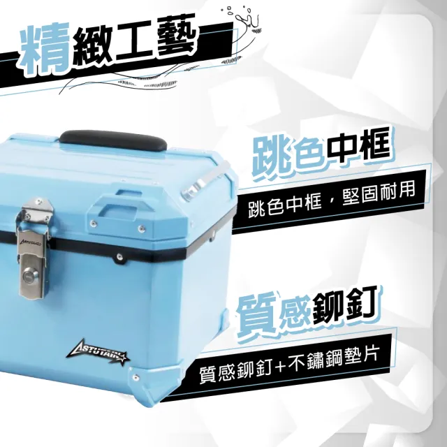 【Astutain】阿斯圖坦 30L 塑合金烤漆車尾箱 機車後箱 機車後備箱 機車置物箱 機車行李箱(白)