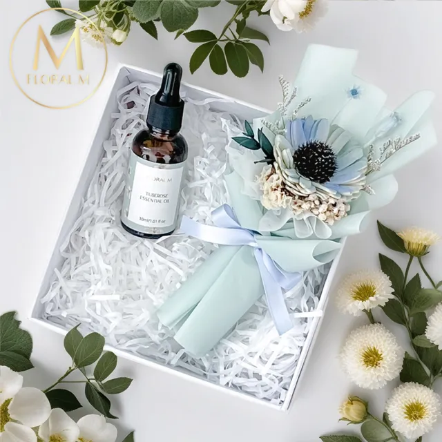 【Floral M】向日葵香氛擴香小花束禮盒 含30ml品牌香氛油(畢業/居家香氛/香水精油/香氛擴香花/送禮)(其他規格)