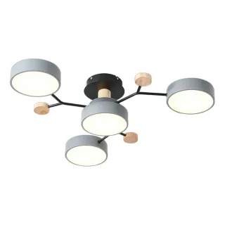 【大巨光】現代風15Wx4 半吸頂燈_大_LED(0294 附遙控器 可調明暗  烤漆、鋼材、原木、 房燈)