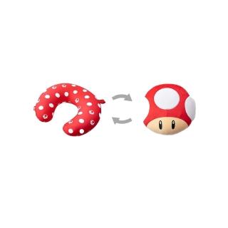 【Nintendo 任天堂】超級瑪利歐 超級蘑菇兩用頸枕