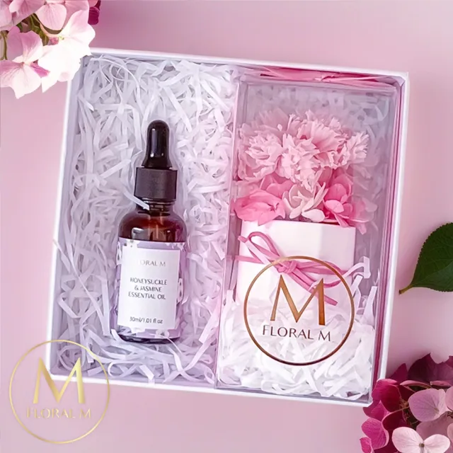 【Floral M】時光美人香氛擴香花禮盒 含30ml品牌香氛油(擴香花/母親節花禮/居家香氛/桌上裝飾/送禮)