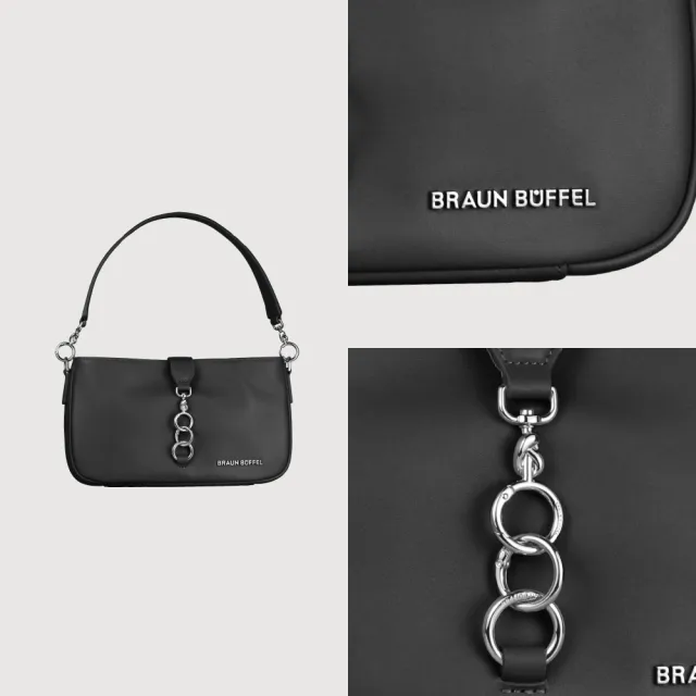 【BRAUN BUFFEL 德國小金牛】馬克西 小肩包-黑色(BF847-26-BK) 女包送禮推薦