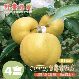 【鮮果爺爺】苗栗卓蘭特大果40A甘露梨禮盒x4盒(2顆/盒_單顆1.4kg以上)