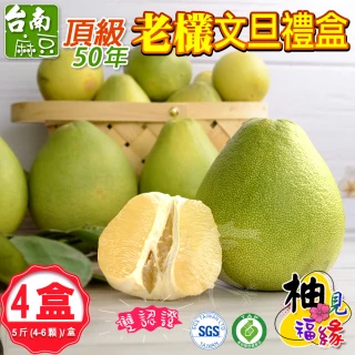 【柚見福緣】麻豆50年老欉文旦A級禮盒5斤x4盒(4-6顆/盒_SGS+產銷履歷_中秋送禮)