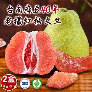 【禾鴻】台南麻豆40年老欉文旦紅柚禮盒4斤x2盒(2-4顆/盒_SGS+產銷履歷_中秋送禮)