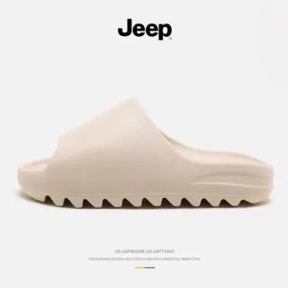 【JEEP 吉普】Jeep吉普 米色 棕色 黑色 潮流時尚 簡約 防滑一字拖鞋 男鞋 女鞋