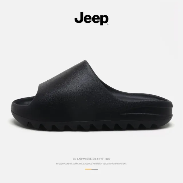 【JEEP 吉普】Jeep吉普 米色 棕色 黑色 潮流時尚 簡約 防滑一字拖鞋 男鞋 女鞋