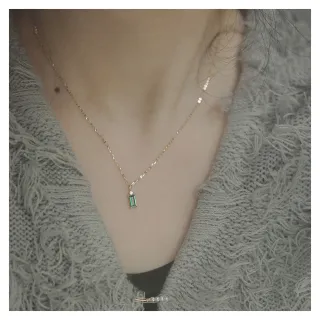 【HERA 赫拉】日式輕奢祖母綠寶石方形項鍊 ANN2(日式 輕奢 祖母綠 寶石 方形 項鍊)