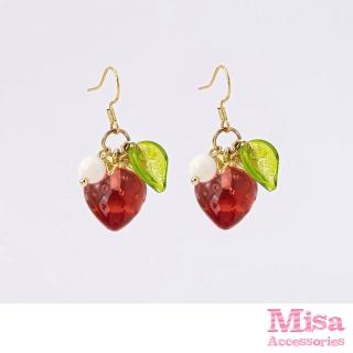 【MISA】韓國設計S925銀針清新白色花朵小草莓造型耳環(S925銀針耳環 花朵耳環 小草莓耳環)