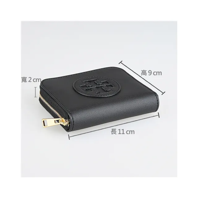 【TORY BURCH】TORY BURCH Ella Bio 皮革T字LOGO霧面牛皮4卡拉鍊零錢包(小/黑)