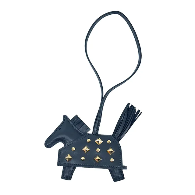 【Hermes 愛馬仕】RODEO PM ROCK搖滾系列 手工羊皮吊飾(黑)