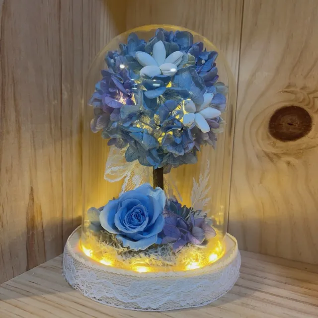 【OSTARA FLORIST 奧斯塔拉花藝】靜謐之樹永生花罩盅(永生花材、不凋玫瑰、永生配材、長輩、擺飾)