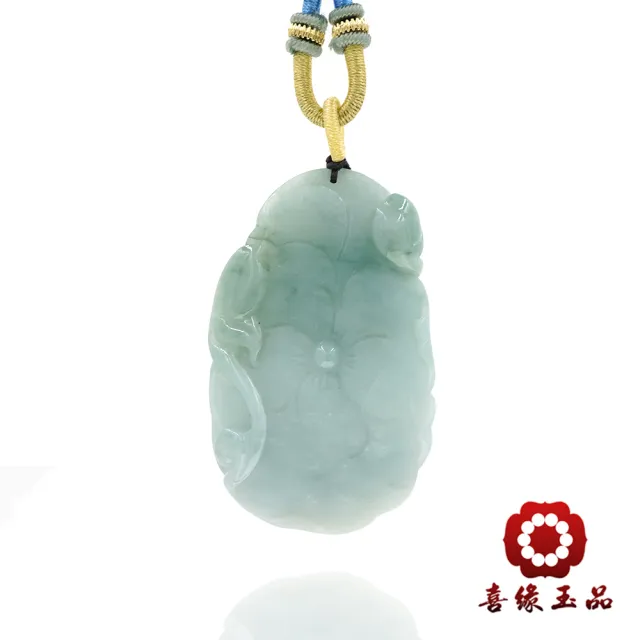 【喜緣玉品】如意 天然翡翠A貨 雙拋 繁華如意 玉珮-僅此一品(開運風水)(直)