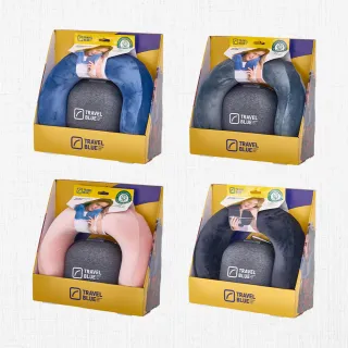 【Travel Blue 藍旅】寧靜頸枕收納套組 四色可挑(高級慢回彈記憶棉 U型枕 護頸枕 旅行枕 旅行頸枕)