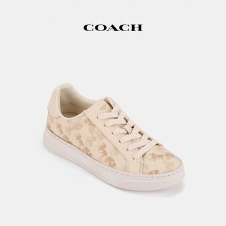 【COACH】蔻馳官方直營 HIGH LINE馬車圖案印花運動鞋 休閒鞋 布鞋-白堊彩(CCN53)