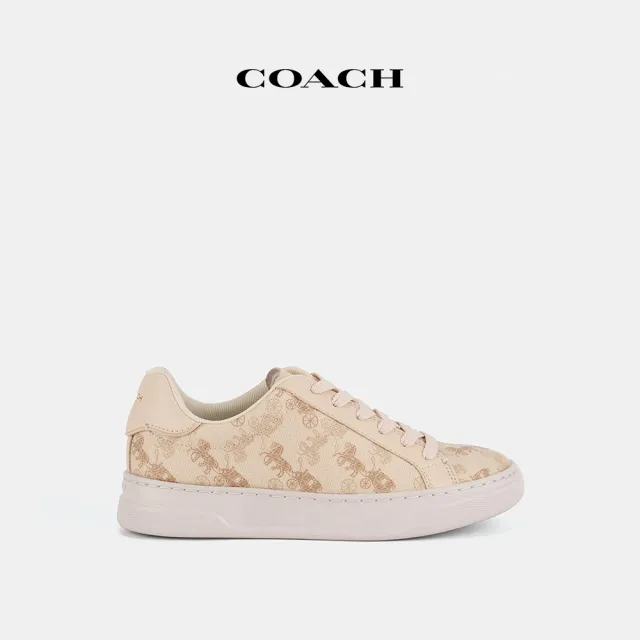 【COACH】蔻馳官方直營 HIGH LINE馬車圖案印花運動鞋 休閒鞋 布鞋-白堊彩(CCN53)