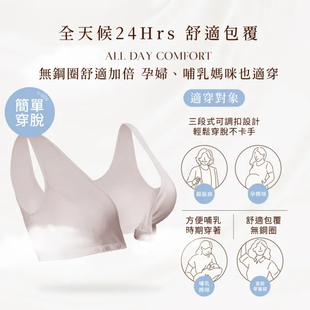 【Clany 可蘭霓】台灣膠原蛋白前扣無鋼圈S-2XL大尺碼內衣 8061-15 膚(哺乳孕婦.媽媽月子.五十肩睡眠.術後)