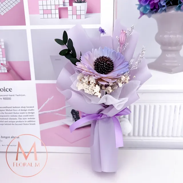 【Floral M】向日葵香氛擴香小花束禮盒 含30ml品牌香氛油(畢業/居家香氛/香水精油/香氛擴香花/送禮)