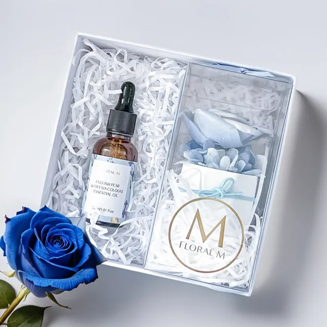 【Floral M】法式雙色玫瑰香氛擴香禮盒 含30ml品牌香氛油(居家香氛/香水精油/香氛擴香花/擴香禮物/送禮)